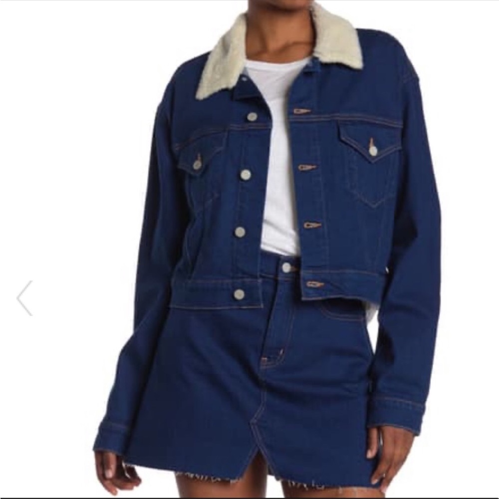 ❄️Neiman Marcus Etica Faux Fur Denim Jacket❄️